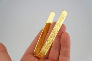 Brass Plated Charcoal Tongs egraved