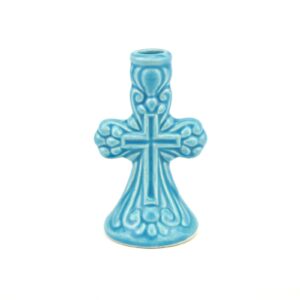 Ceramic Candle Holder A Cross Design Orthodox Candlestick