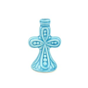 Ceramic Candle Holder B Cross Design Orthodox Candlestick