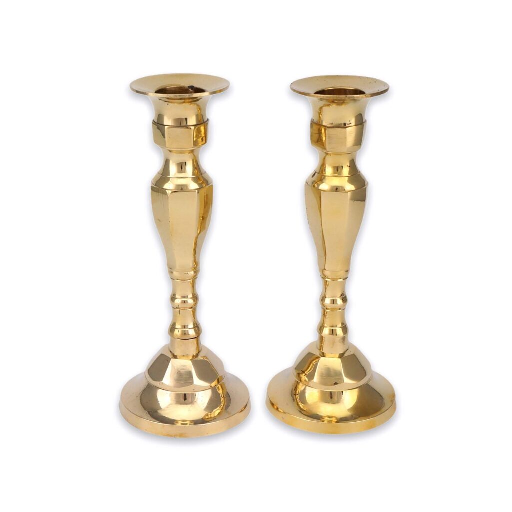 Set of 2 Brass Candlestick Taper Candle Holders BlessedMart