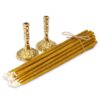 Set of Single Brass Candle Holders and Beeswax Church Candles