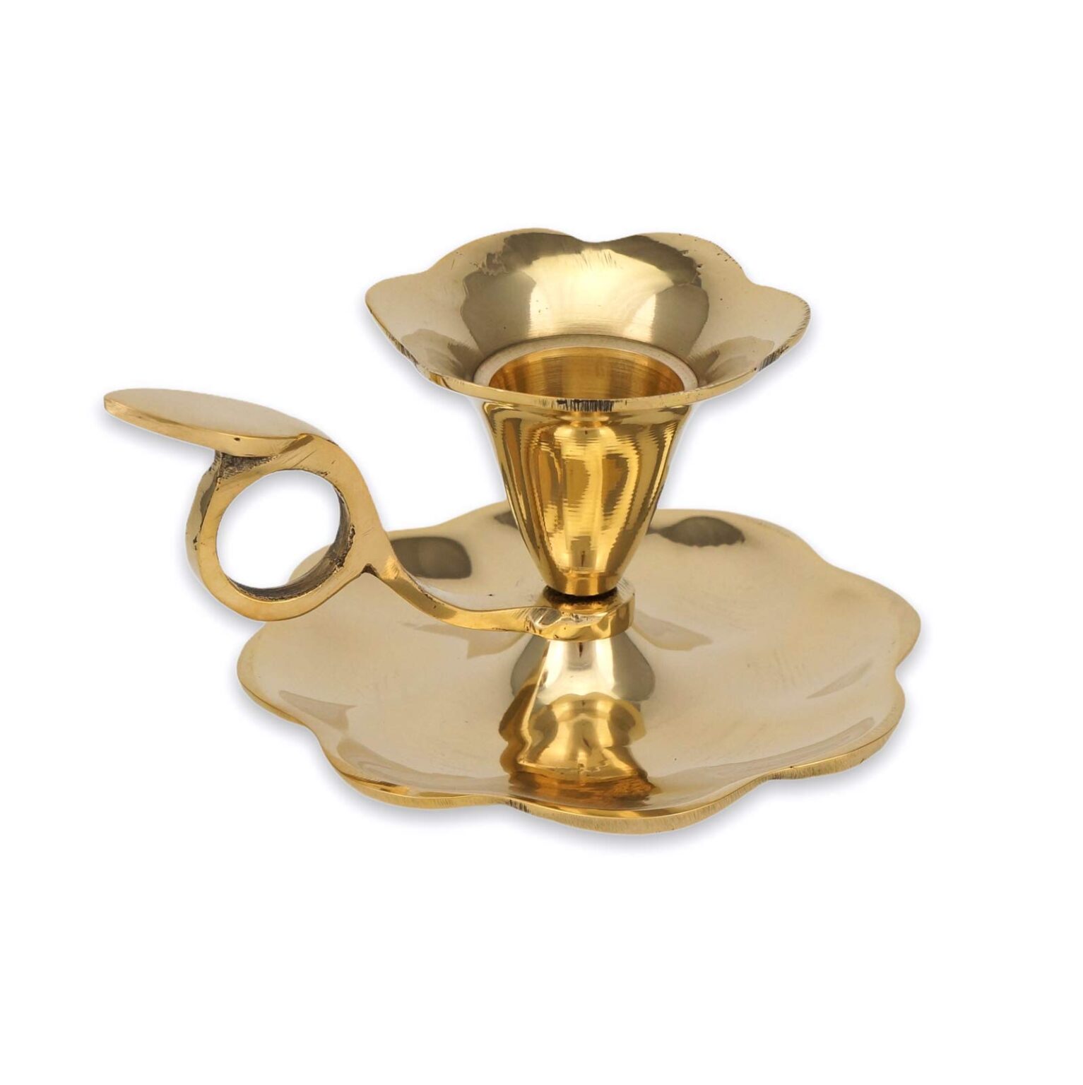 Traditional Polished Brass Chamberstick Candle Holder BlessedMart