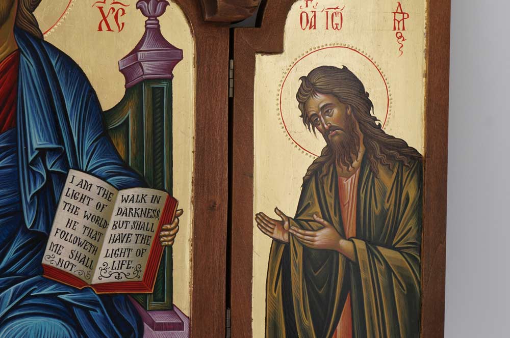 Deesis Hand Painted Triptych Icon Byzantine Orthodox