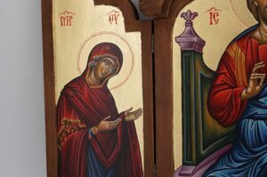 Deesis Hand Painted Triptych Icon Byzantine Orthodox