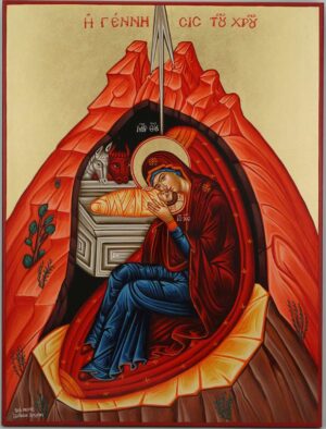 Nativity of Christ Icon Hand Painted Byzantine Orthodox