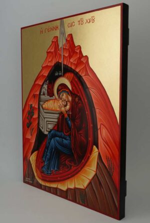 Nativity of Christ Icon Hand Painted Byzantine Orthodox