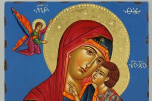 Virgin Mary Tenderness Icon Hand Painted Byzantine Orthodox