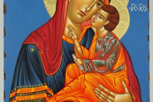 Virgin Mary Tenderness Icon Hand Painted Byzantine Orthodox