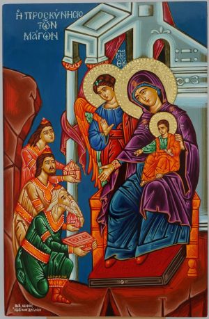 adoration of the magi icon hand painted greek orthodox