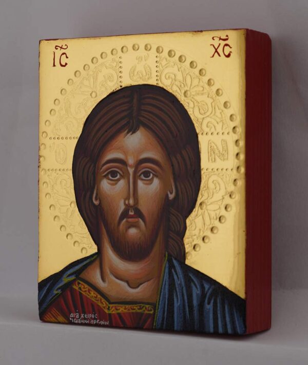 christ pantocrator icon polished gold miniature