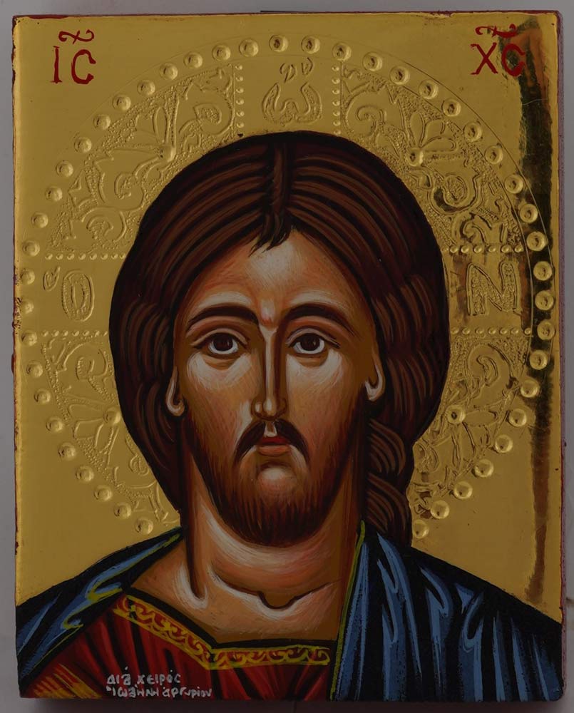 christ pantocrator icon polished gold miniature