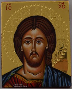 christ pantocrator icon polished gold miniature