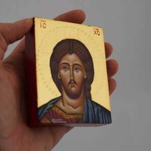 christ pantocrator icon polished gold miniature