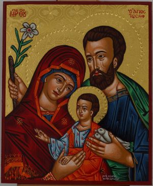 holy family icon polished gold orthodox