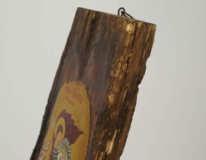 st george slaying the dragon icon hand painted on old wood