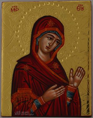 theotokos supplicating miniature icon greek
