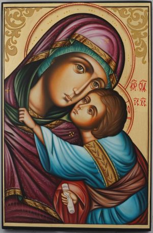 theotokos sweet kissing icon hand painted orthodox