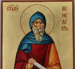 St Benedict of Nursia Icon Hand Painted Byzantine Orthodox