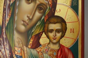 Theotokos of Kazan decorated halo Icon Hand Painted Byzantine Orthodox