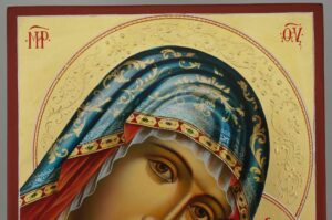 Virgin of Tenderness decorated halo Icon Hand Painted Byzantine Orthodox