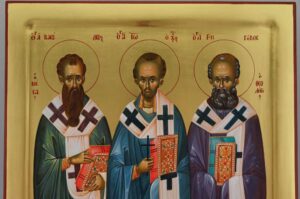 Three Holy Hierarchs Icon Hand Painted Byzantine Orthodox