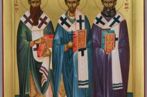 Three Holy Hierarchs Icon Hand Painted Byzantine Orthodox