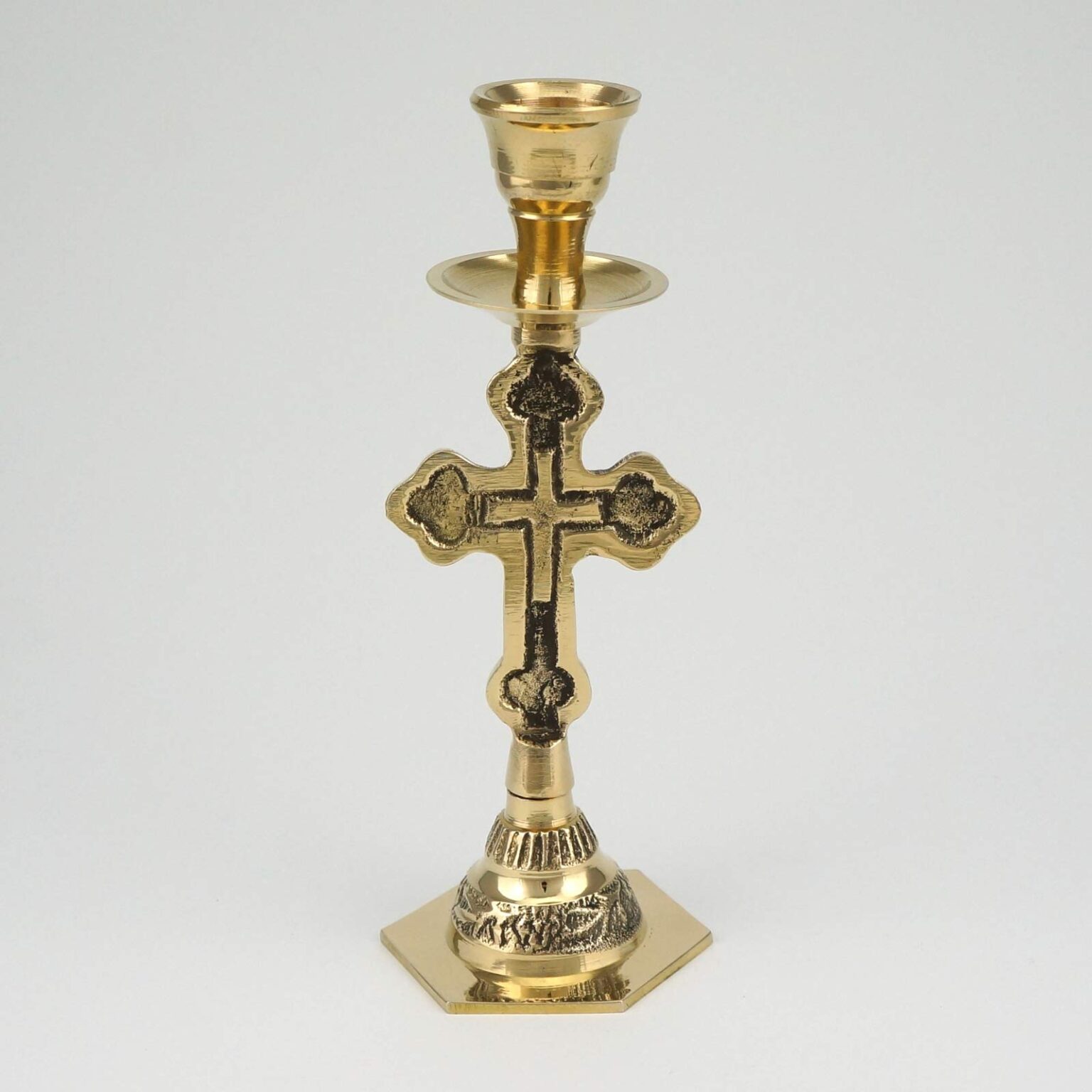 Cross Design Brass Candle Holder Candlestick BlessedMart