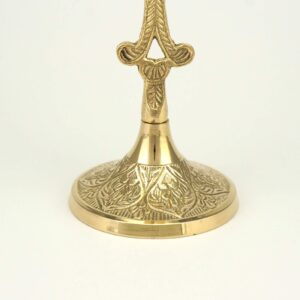 Cross Design Engraved Brass Candlestick Holder