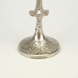 Cross Design Engraved Nickel Plated Candlestick Holder