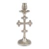 Cross Design Engraved Nickel Plated Candlestick Holder