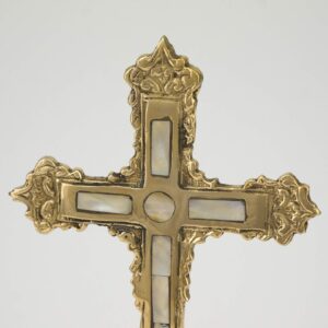 Deluxe Brass Standing Cross with Mother Of Pearl Inlay Orthodox Church