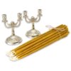 Set of Double Nickel Plated Byzantine Candle Holders and Beeswax Candles