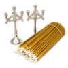 Set of Nickel Plated Three Candle Holders and Beeswax Candles