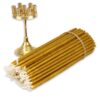 Seven Candle Brass Candle Holder Cross Design and Beeswax Candles