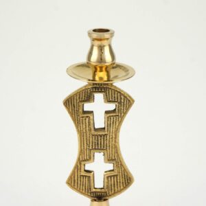 Single Brass Candle Holder Double Cross Design