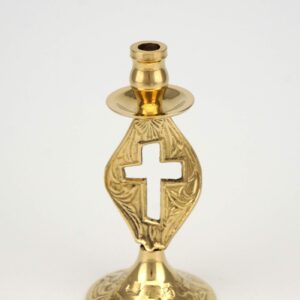 Single Brass Candlestick Cross Design Church