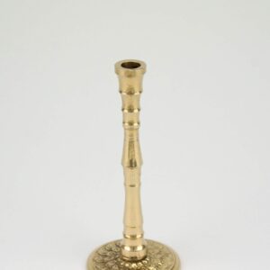 Single Brass Candlestick Decorated Base