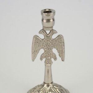 Single Nickel Plated Byzantine Candle Stand Eagle Design