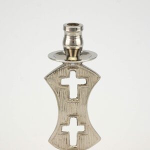 Single Nickel Plated Candle Holder Double Cross Design Church