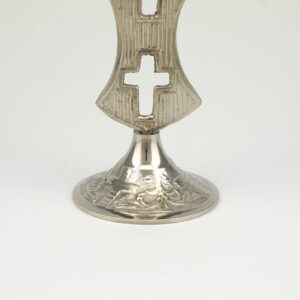 Single Nickel Plated Candle Holder Double Cross Design Church