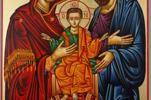 holy family icon (agia oikogeneia) hand painted greek orthodox