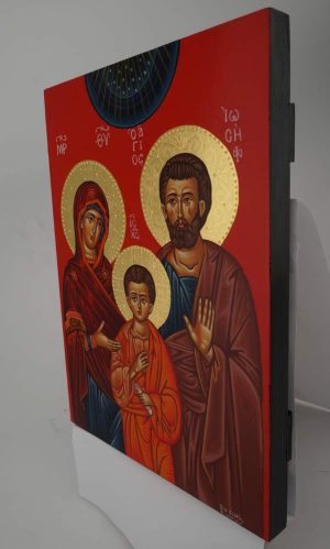 holy family icon polished gold halos hand painted