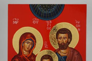 holy family icon polished gold halos hand painted