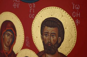 holy family icon polished gold halos hand painted