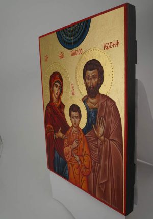 holy family icon polished gold halos hand painted orthodox