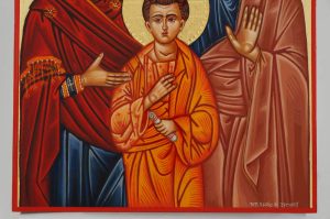 holy family icon polished gold halos hand painted orthodox