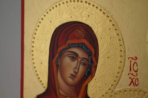 holy family icon polished gold halos hand painted orthodox