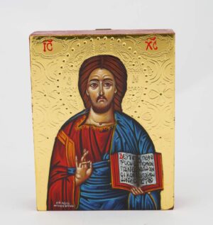 jesus christ pantocrator icon (polished gold miniature) hand painted