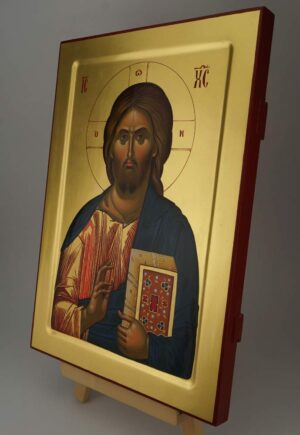 Christ Pantocrator Icon Vatopedi Monastery Hand Painted Byzantine Orthodox Mount Athos