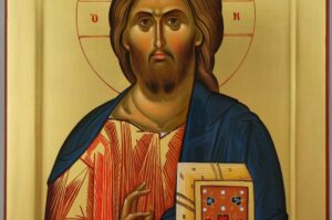 Christ Pantocrator Icon Vatopedi Monastery Hand Painted Byzantine Orthodox Mount Athos